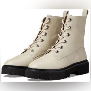 Madewell Rayna Lace Up Boots womens 7.5 white cream combat boot great condition